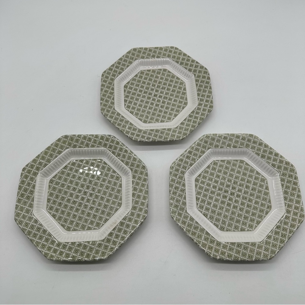 Set of 3 Vintage Independence Limerick Bread & Butter Plate Plates Green Japan